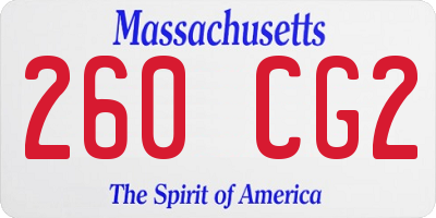 MA license plate 260CG2
