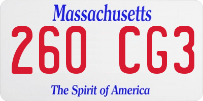 MA license plate 260CG3