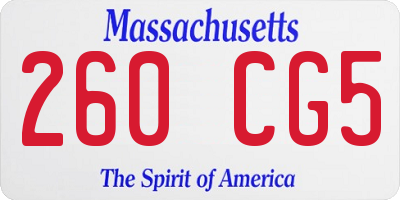 MA license plate 260CG5