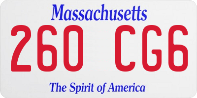 MA license plate 260CG6