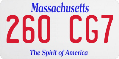 MA license plate 260CG7
