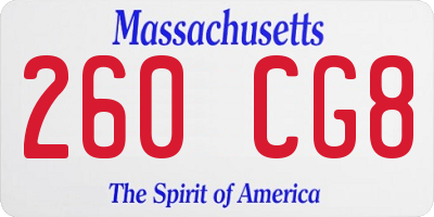 MA license plate 260CG8