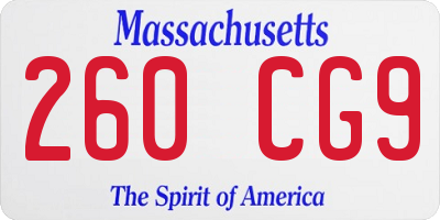 MA license plate 260CG9