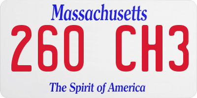 MA license plate 260CH3