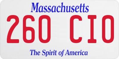 MA license plate 260CI0