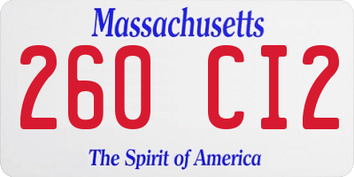 MA license plate 260CI2