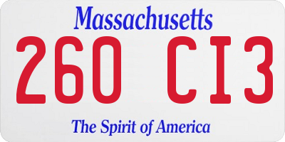 MA license plate 260CI3