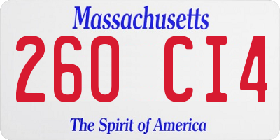 MA license plate 260CI4