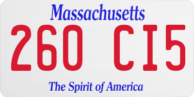 MA license plate 260CI5