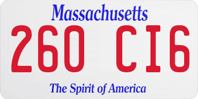 MA license plate 260CI6