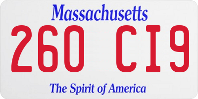 MA license plate 260CI9