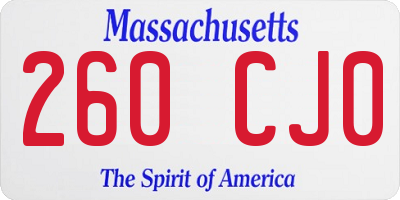 MA license plate 260CJ0