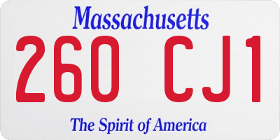 MA license plate 260CJ1