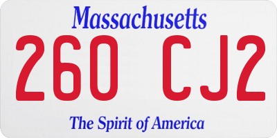 MA license plate 260CJ2