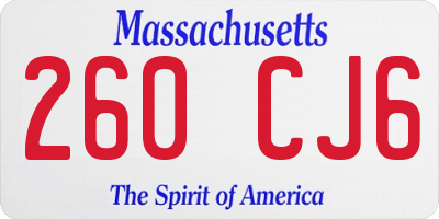 MA license plate 260CJ6