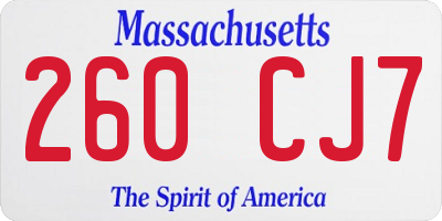 MA license plate 260CJ7