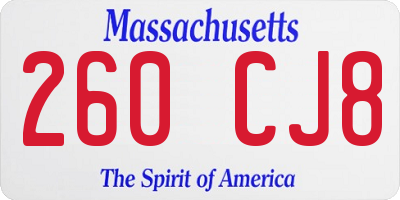 MA license plate 260CJ8