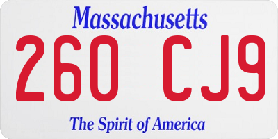 MA license plate 260CJ9