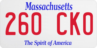 MA license plate 260CK0