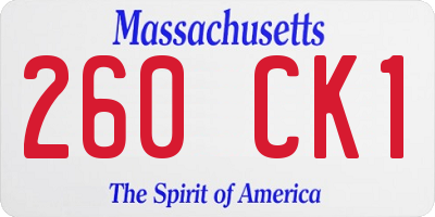 MA license plate 260CK1