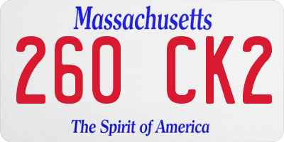 MA license plate 260CK2