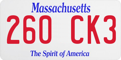 MA license plate 260CK3