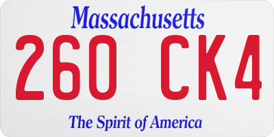 MA license plate 260CK4