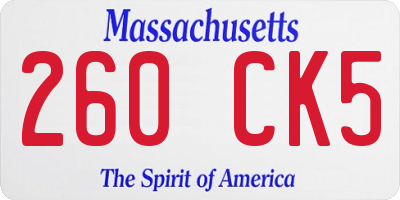 MA license plate 260CK5