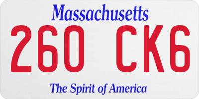 MA license plate 260CK6