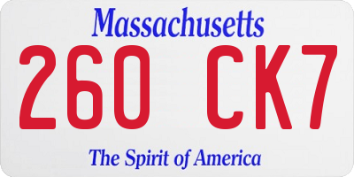 MA license plate 260CK7