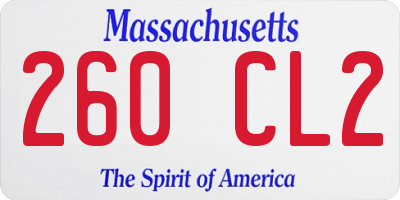 MA license plate 260CL2