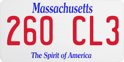 MA license plate 260CL3