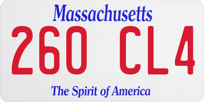 MA license plate 260CL4