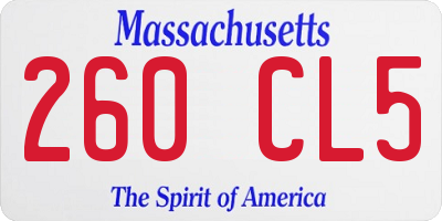 MA license plate 260CL5