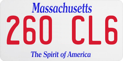 MA license plate 260CL6