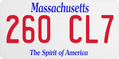 MA license plate 260CL7