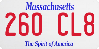 MA license plate 260CL8