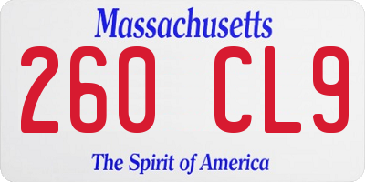 MA license plate 260CL9