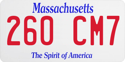MA license plate 260CM7