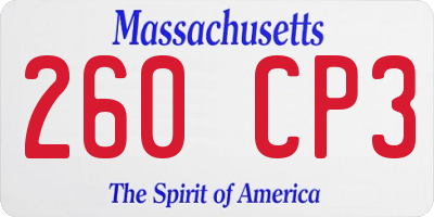 MA license plate 260CP3