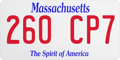 MA license plate 260CP7