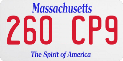 MA license plate 260CP9