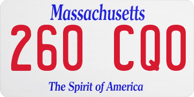 MA license plate 260CQ0