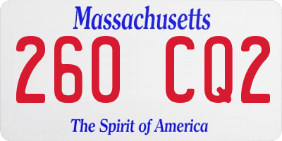 MA license plate 260CQ2