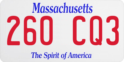 MA license plate 260CQ3