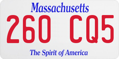 MA license plate 260CQ5