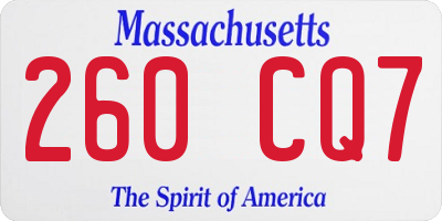 MA license plate 260CQ7