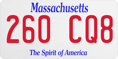 MA license plate 260CQ8