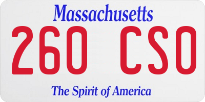 MA license plate 260CS0