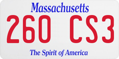 MA license plate 260CS3